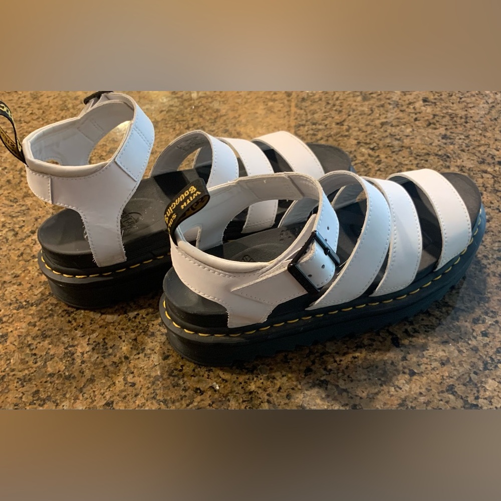 Doc Martens leather lug sole sandals. EUC. White, size 10 - Picture 6 of 9